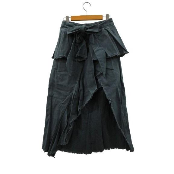 アメリヴィンテージ Ameri VINTAGE カットオフ 切替 ロングスカート コットン グリーン...