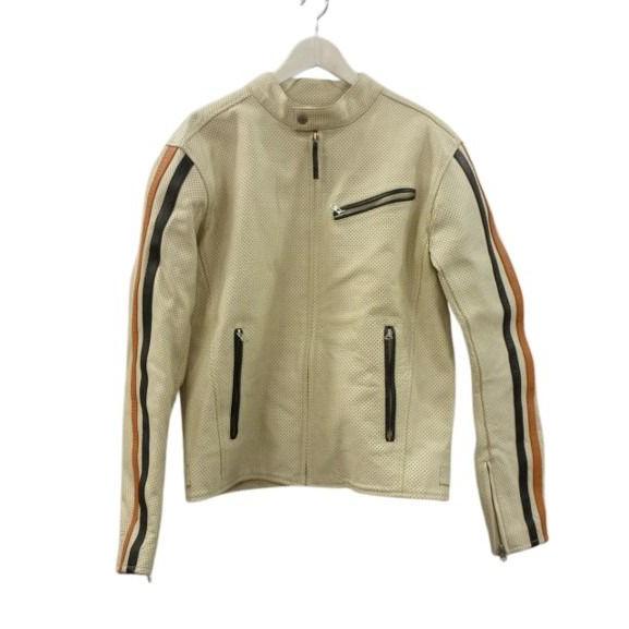 モトフィールド MOTO FIELD レザー ライダースジャケット LL アイボリー系 ライディング...