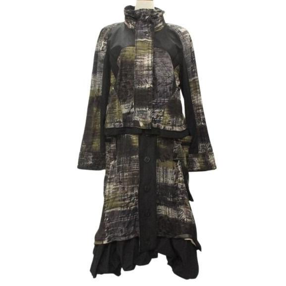 エイココンドウ EIKO KONDO セットアップ ジャケット スカート 44 変形 切替 総柄 ブ...