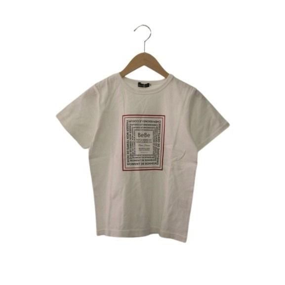 ベベ bebe Tシャツ 半袖カットソー 白 ホワイト プリント トップス 140 キッズ