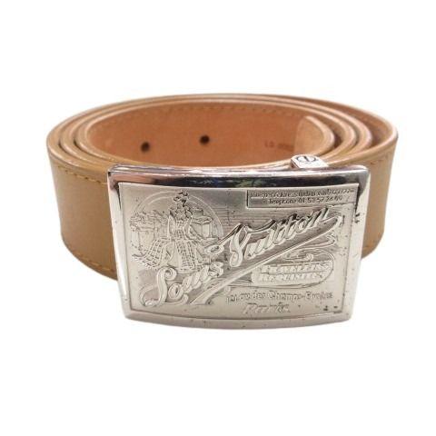 ルイヴィトン LOUIS VUITTON サンチュール ジーンズ ベルト レザー 80 32 ベージ...