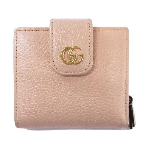 グッチ GUCCI GGマーモント レザー コンパクトウォレット 二つ折り財布 ピンク ☆AA★ レ...