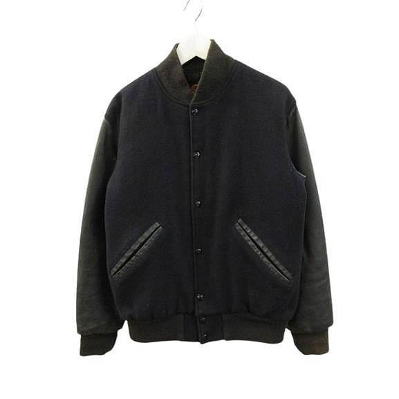 90s GAME SPORTSWEAR ゲームスポーツウェア スタジャン USA製 S ダークネイビ...