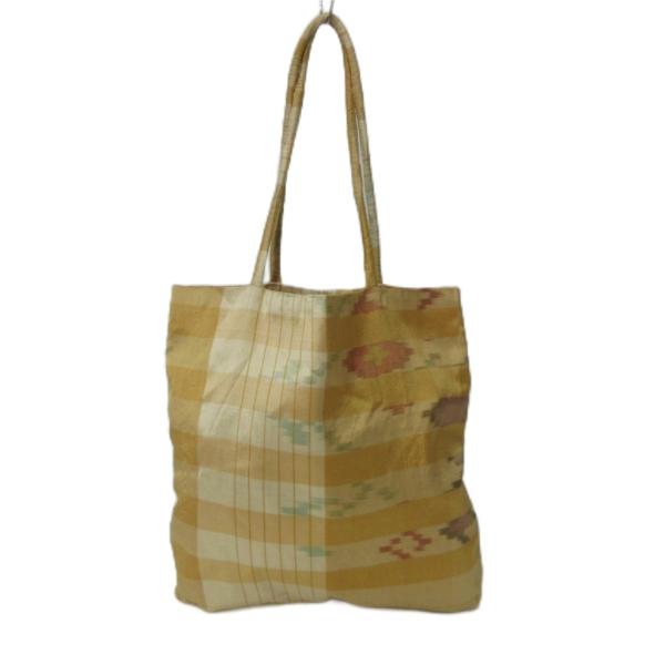 ハンドバッグ 総柄 シルク100% ベージュ かばん 手持ち鞄 BAG