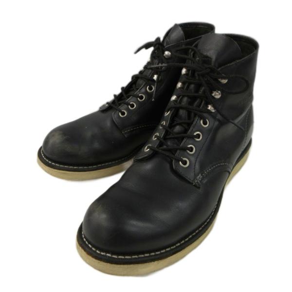 レッドウィング REDWING 6インチ クラシックラウンド ブラック 黒 ブーツ レザー UK8 ...