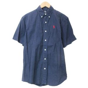 ポロ バイ ラルフローレン 半袖 ボタンダウン シャツ トップス キッズ 男の子 子供服 160 ポニー ワンポイント刺? 紺 ネイビー ■GY14 X｜vectorpremium