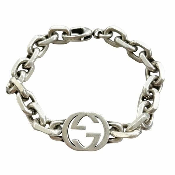 グッチ GUCCI 保存袋付き インターロッキング チェーン ブレスレット 46.0g Ag925 ...