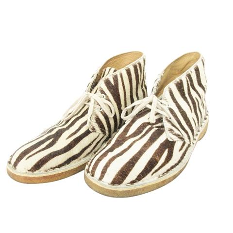 クラークス clarks 美品 箱付き ハラコ デザート ブーツ ゼブラ 靴 シューズ UK8 26...