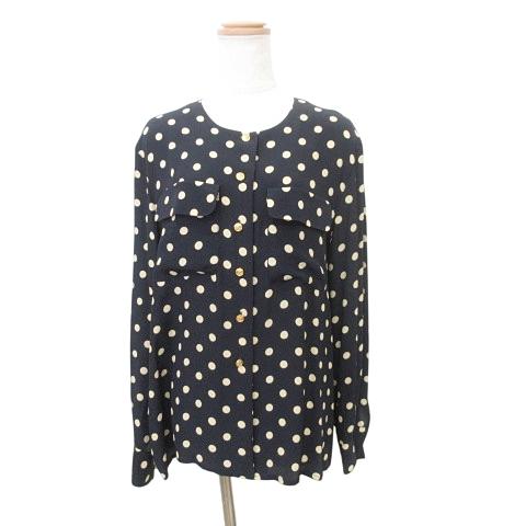 セリーヌ CELINE 美品 ドット 水玉 シャツ ブラウス 金ボタン 長袖 薄手 フランス製 42...