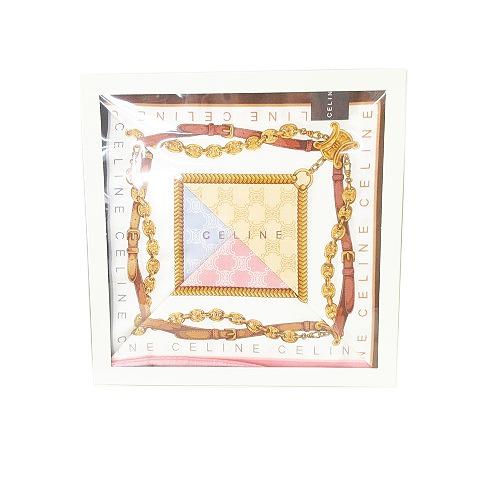 未使用品 セリーヌ CELINE 箱付き 総柄 ハンカチ ギフト ブランドロゴ デザイン チェーン ...