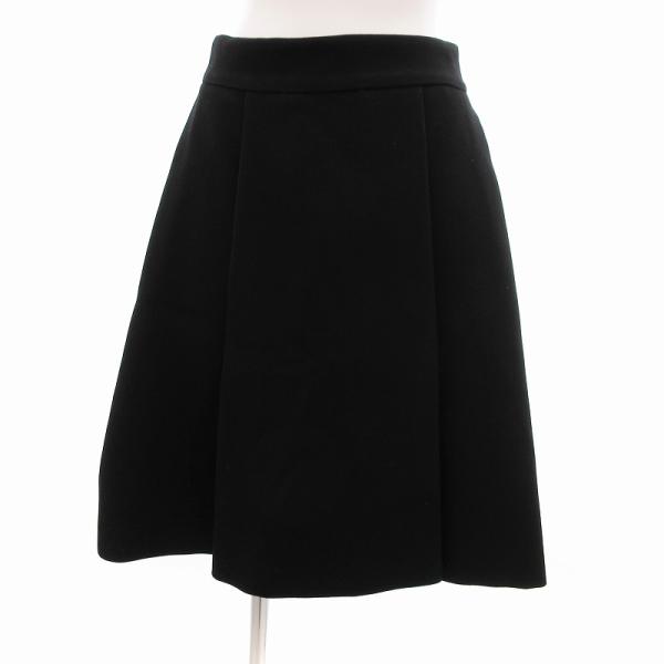 アドーア ADORE フレアスカート ひざ丈 プリーツ 36 黒 ブラック /JS IBO53 レデ...