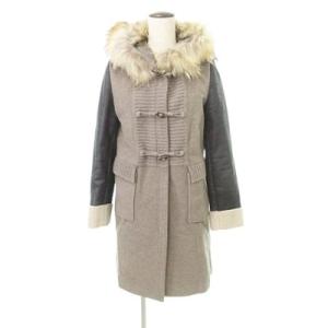 エルマノシェルビーノ ERMANNO SCERVINO 美品 カシミヤ混 レザー袖 ダッフルコート ...