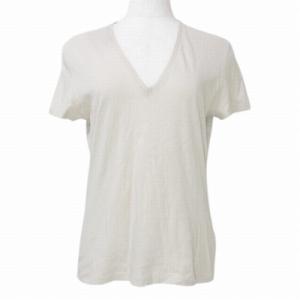 グッチ GUCCI 半袖 Ｔシャツ カットソー Vネック ロゴ S ベージュ ■GY14 X レディ...