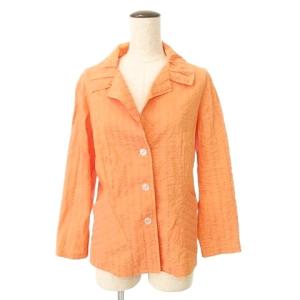 ユキコハナイ YUKIKO HANAI 美品 オープンカラー シャツ ブラウス 日本製 10 約Mサイズ オレンジ ■YHS6 レディース
