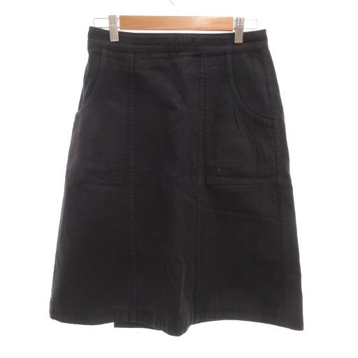 マーガレットハウエル MHL. ラップスカート デニム地 台形 ひざ丈 1 黒 ブラック /JS ■...