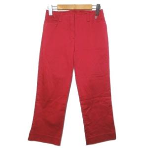 カステルバジャック SPORT クロップド パンツ ゴルフウェア ストレッチ 7分丈 ワンポイント アップリケ 9 M相当 赤 レッド ■YHS6 /X