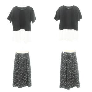 グローバルワーク GLOBAL WORK 4点セット おまとめ Tシャツ ワイドパンツ ドット 水玉 150-160cm 黒 ブラック レディース