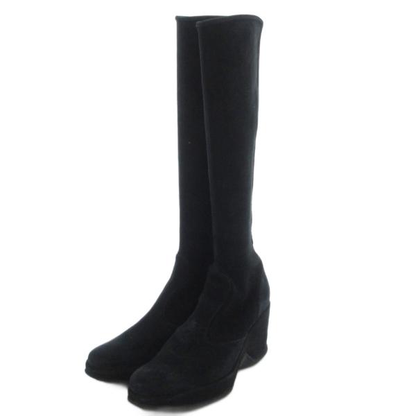 セルジオロッシ Sergio rossi ロングブーツ スエードレザー 本革 黒 ブラック /JS ...