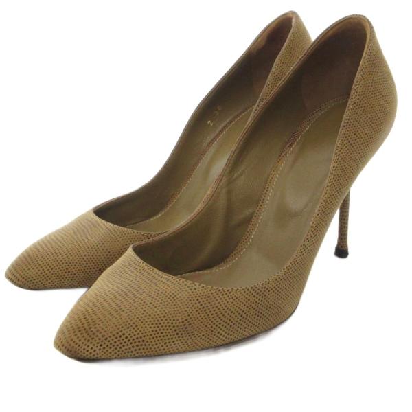 セルジオロッシ Sergio rossi パンプス シューズ ハイヒール レザー ドット柄 36 茶...