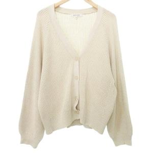 グローバルワーク GLOBAL WORK メッシュ ニット カーディガン Vネック トップス M ベージュ