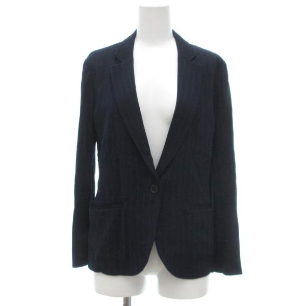 23区 オンワード樫山 テーラードジャケット ストライプ ノッチドラペル 38 紺 ネイビー /JS...