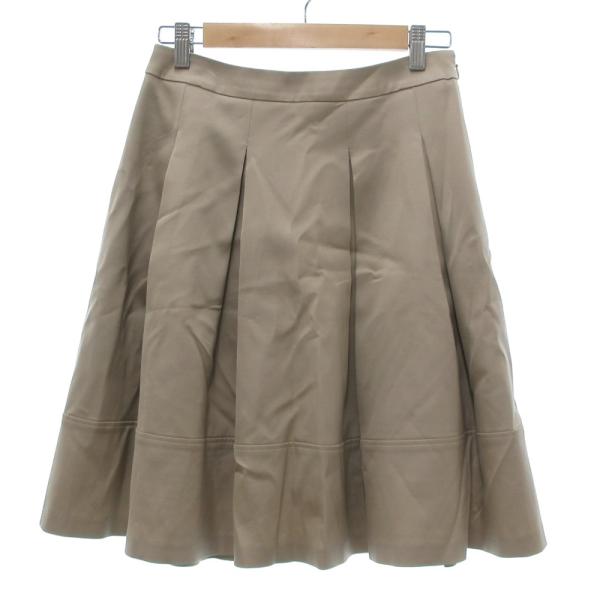 エムプルミエ ブラック M-Premier BLACK プリーツスカート フレア ひざ丈 38 ベー...