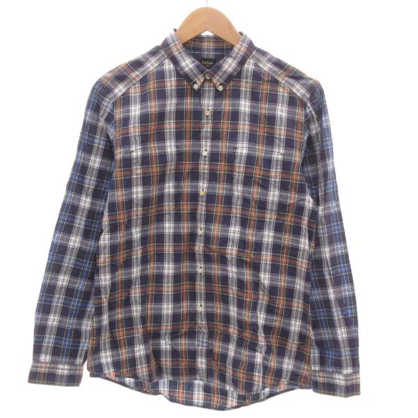 ポールスミスジーンズ Paul Smith JEANS チェックシャツ 長袖 M 紺 ネイビー /J...