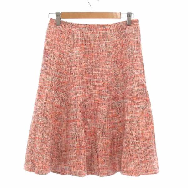自由区 オンワード樫山 フレアスカート ツイード ひざ丈 36 ピンク /JS ■YHS7 レディー...