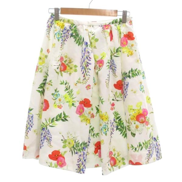 チェスティ Chesty フレアスカート ひざ丈 花がら 0 白 ホワイト /JS ■YHS7 レデ...