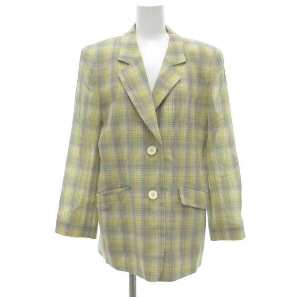 レリアン Leilian テーラードジャケット カジュアル 9 黄 イエロー グレー /JS ■YH...