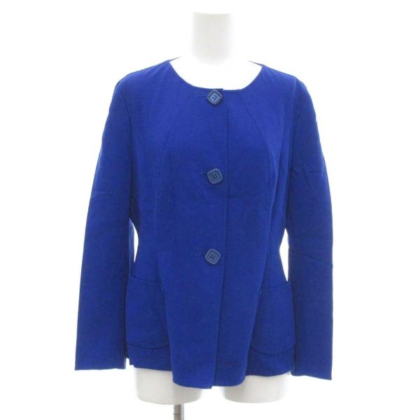 レリアン Leilian ノーカラージャケット ウール 9 青 ブルー /JS ■YHS7 レディー...