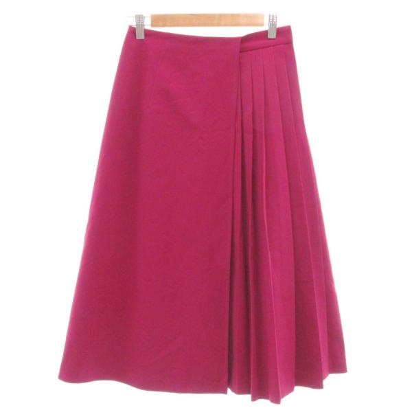 エムプルミエ M-Premier プリーツスカート フレア ストレッチ 34 ボルドー 赤紫 /JS...