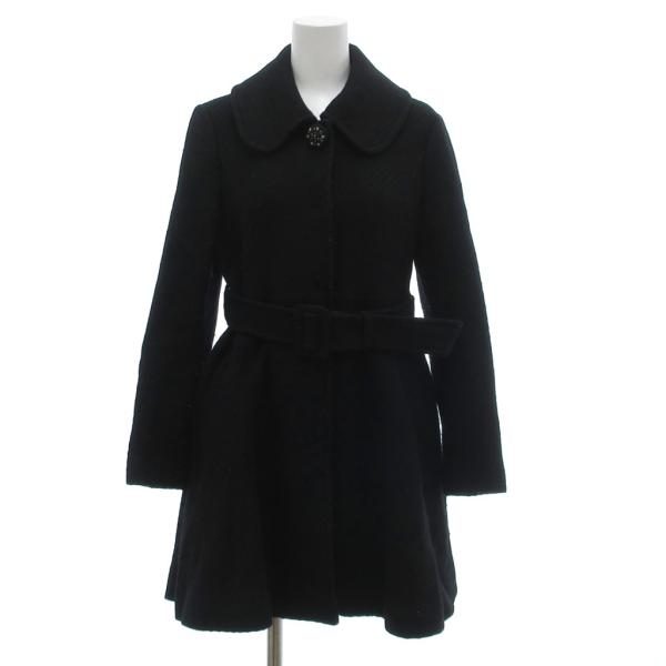 ジルスチュアート JILL STUART ステンカラーコート ウール F 黒 ブラック ベルト ロン...
