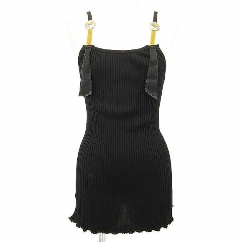 トーガ プルラ TOGA PULLA リブニット キャミソール カットソー トップス 36 黒 ブラ...