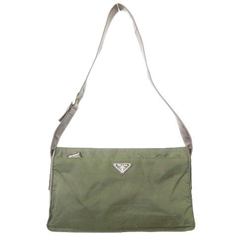 プラダ PRADA ナイロン ワンショルダーバッグ ナイロン × レザー スクエア イタリア製 カー...