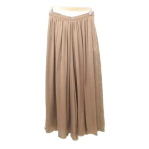 ストラ Stola. スラックス パンツ サテン ワイド 無地 ウエストゴム 薄手 36 Sサイズ 茶 ブラウン ■GY61 レディース