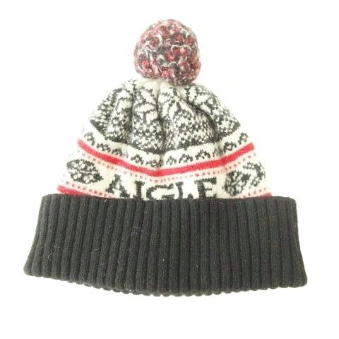 エーグル AIGLE ニット帽 ロゴ ビーニー 厚手 黒 ブラック 赤 レッド キッズ