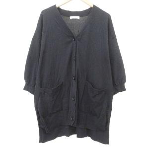 グローバルワーク GLOBAL WORK ニット カーディガン 薄手 半端袖 カットソー F 紺 ネイビー ■GY99 レディース