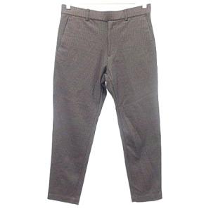 グローバルワーク GLOBAL WORK テーパード パンツ チェック ストレッチ S 茶 ブラウン ■GY99 A0116 メンズ