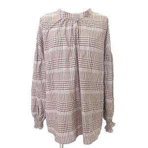 グローバルワーク GLOBAL WORK 美品 スモック ブラウス シャツ チェック M ベージュ 黒 ブラック ■GY54 A0123 レディース