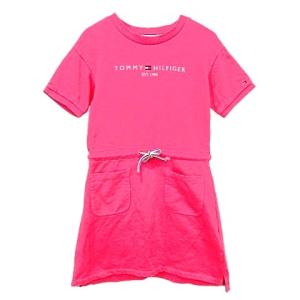 トミーヒルフィガー TOMMY HILFIGER ワンピース スウェット 半袖 ひざ丈 140 ピンク 女の子 子供服 ■GY54 ☆AA★ A0124 キッズ
