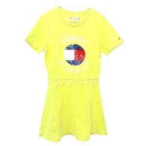 トミーヒルフィガー TOMMY HILFIGER ワンピース 半袖 ひざ丈 女の子 子供服 152 イエロー ■GY54 ☆AA★ A0124 キッズ