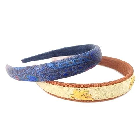 エトロ ETRO カチューシャ 2点セット ペガサス  ペイズリー アイボリー ベージュ ブルー ☆...