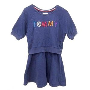 トミーヒルフィガー TOMMY HILFIGER ワンピース 半袖 セットアップ風 110 子ども服 女の子 紺 ネイビー ■GY54 A0123 キッズ