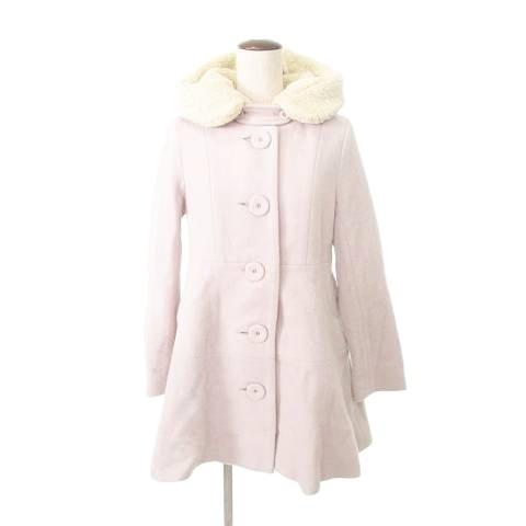 franche lippee BLACK ウール コート ボアフード 日本製 Mサイズ パステルピン...