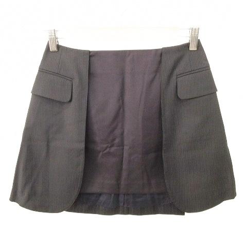 未使用品 ルシェルブルー LE CIEL BLEU タグ付き ミニ スカート ストライプ フェイクレ...