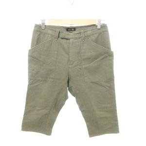 ドゥロワー Drawer 美品 綿麻 ハーフ パンツ ボトム ジップフライ 日本製 カーキ ■TC レディース