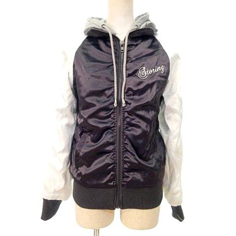 SHAKE SHAKE スカジャン ジャケット ブルゾン フード取り外し可能 M 黒 ブラック 白 ...