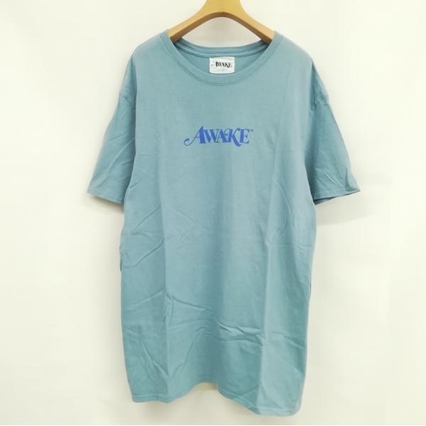 アウェイク AWAKE NY ロゴ プリント Tシャツ トップス 半袖 L ブルー メンズ