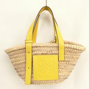 ロエベ LOEWE BASKETBAG SMALL アナグラム バスケットバッグ かごバッグ 美品 イエロー ナチュラル レディース｜vectorpremium